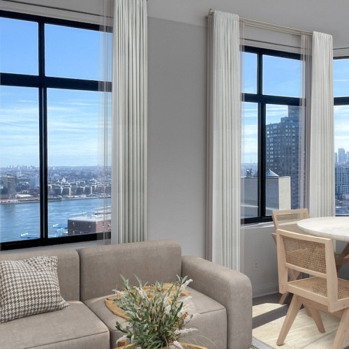 Living room with a skyline view