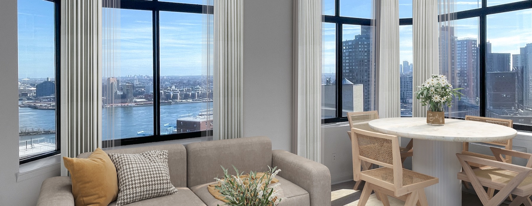 Living room with a skyline view