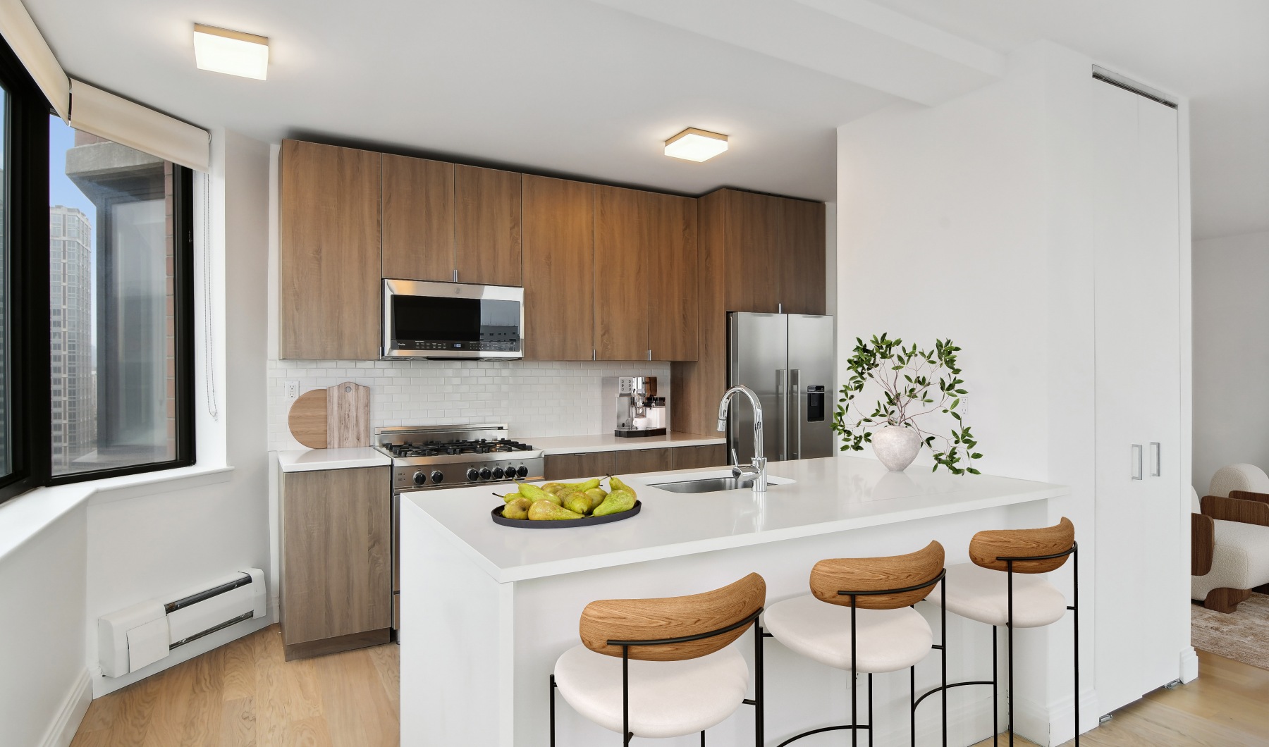 Kitchen with bar seating Modern kitchen