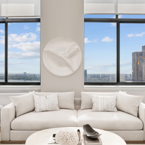 Living room with a skyline view