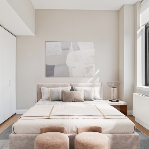Bedroom with a skyline view